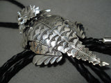 Exceptional Vintage Native American Navajo Hand Carved 3d Horny Toad Sterling Silver Bolo Tie-Nativo Arts