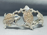 Wonderful Triple Toad Native American Navajo Sterling Silver Bracelet Cuff-Nativo Arts