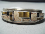 Impressive Zuni Native American Inlay Tiger Eye Jet Sterling Silver Bracelet-Nativo Arts