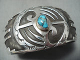 Intricate!! Vintage Native American Navajo Blue Diamond Turquoise Sterling Silver Bracelet Old-Nativo Arts