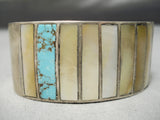 One Of Best Vintage Zuni Native American Navajo Turquoise Shell Inlay Sterling Silver Bracelet-Nativo Arts