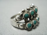 Native American Early Vintage Zuni Cerrillos Turquoise Sterling Silver Ring Old-Nativo Arts