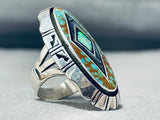 One Of The Best Vintage Native American Navajo Green Turquoise Opal Sterling Silver Ring-Nativo Arts
