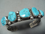Distinctive Vintage Native American Navajo Old Kingman Turquoise Sterling Silver Bracelet-Nativo Arts