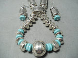 One Of The Biggest Native American Navajo Tubule Turquoise Sterling Silver Necklace-Nativo Arts
