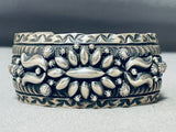 Important Stamp Genius Vintage Native American Navajo Sterling Silver Bracelet-Nativo Arts