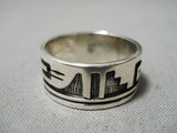 Incredible Vintage Hopi Sterling Silver Ring Old Native American-Nativo Arts