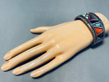 One Of The Most Unique Vintage Native American Navajo Inlay Turquoise Sterling Silver Bracelet-Nativo Arts