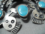 Astonishing Vintage Native American Navajo Morenci Turquoise Sterling Silver Necklace Old-Nativo Arts
