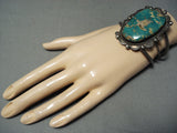 Huge Vintage Native American Navajo Green Turquoise Sterling Silver Bracelet-Nativo Arts