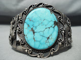 Vivid Museum Vintage Native American Navajo Morenci Turquoise Sterling Silver Bracelet-Nativo Arts
