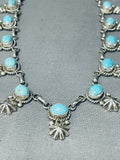 One Of The Most Unique Native American Navajo Button Sterling Silver Turquoise Necklace-Nativo Arts