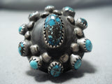 Unique Vintage Native American Navajo Bisbee Turquoise Sterling Silver Ring-Nativo Arts