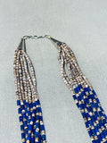 Native American One Of Best Vintage Tubule Lapis Heishi Santo Domingo Sterling Silver Necklace-Nativo Arts