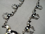 Native American Best Vintage Navajo Opal Sterling Silver Horse Necklace-Nativo Arts