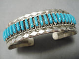 Striking Vintage Native American Navajo Turquoise Sterling Silver Bracelet Old-Nativo Arts