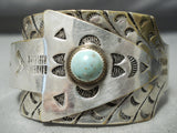 Detailed Vintage Native American Navajo Huge Arrow Turquoise Sterling Silver Bracelet Old-Nativo Arts
