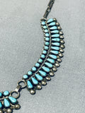 Early Vintage Native American Zuni Blue Gem Turquoise Petit Point Sterling Silver Necklace-Nativo Arts
