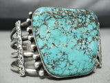 Museum Vintage Native American Navajo Morenci Turquoise Sterling Silver Bracelet Old-Nativo Arts