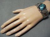 Intense Spiderweb Turquoise Vintage Native American Navajo Sterling Silver Bracelet-Nativo Arts