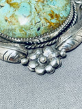 Huge Vintage Native American Navajo Domed Royston Turquoise Sterling Silver Pendant-Nativo Arts