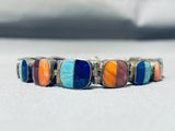 Extremely Detailed Vintage Native American Navajo Turquoise Sterling Silver Link Bracelet-Nativo Arts