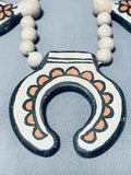 Native American Important 1920's Santo Domingo Vintage Pottery Squash Blossom Necklace-Nativo Arts