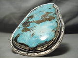 One Of The Biggest Vintage Native American Navajo Turquoise Sterling Silver Bracelet On Internet-Nativo Arts