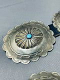 Authentic Vintage Native American Navajo Hand Tooled Sterling Silver Turquoise Concho Belt-Nativo Arts