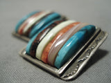 Native American Important Vintage Carlos Eagle Turquoise Sterling Silver Earrings Old-Nativo Arts