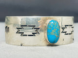 Magnificent Native American Navajo Pilot Mountain Turquoise Sterling Silver Bracelet-Nativo Arts