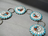 One Of The Most Detailed Vintage Zuni Native American Turquoise Concho Belt Old-Nativo Arts