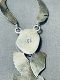 Soaring Eagle Vintage Native American Navajo Turquoise Sterling Silver Necklace-Nativo Arts