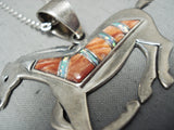 Fabulous Vintage Native American Navajo Spiny Oyster Sterling Silver Necklace-Nativo Arts