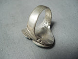 Huge Men's Vintage Native American Navajo Kingman Turquoise Sterling Silver Ring Old-Nativo Arts