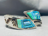 Important Vintage Native American Navajo Opal Sterling Silver Geomtric Bracelet-Nativo Arts
