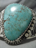 Tremendous Heavy Vintage Native American Navajo Spiderweb Turquoise Sterling Silver Bracelet-Nativo Arts