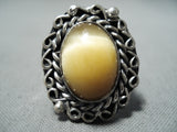 Vivid Vintage Navajo Tigers Eye Sterling Silver Ring Native American Old-Nativo Arts