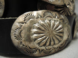 Detailed Vintage Native American Navajo Sterling Silver Repoussed Concho Belt Old-Nativo Arts