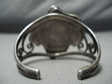 Important Clark Vintage Native American Navajo Turquoise Leaf Sterling Silver Bracelet Old-Nativo Arts