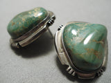 Chunky Vintage Native American Navajo Royston Turquoise Sterling Silver Earrings Old-Nativo Arts