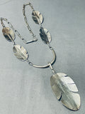 Huge Important Vintage Native American Navajo Sterling Silver Feather Tier Necklace-Nativo Arts