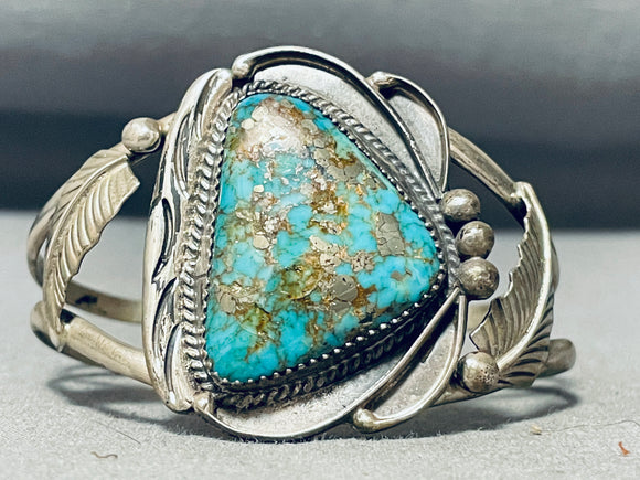 Important Vintage Native American Navajo Morenci Turquoise Sterling Silver Bracelet-Nativo Arts