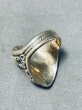 Native American Rare Vintage Highly Detailed Turquoise Sterling Silver Ring Old-Nativo Arts