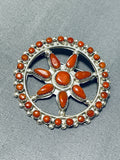 Spectacular Native American Zuni Coral Sterling Silver Pin/pendant-Nativo Arts