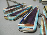 Native American One Of The Best Vintage Santo Domingo Inlay Turquoise Sterling Silver Necklace-Nativo Arts