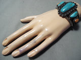 Quality Vintage Native American Navajo Carico Lake Turquoise Sterling Silver Bracelet-Nativo Arts