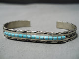 Unique Vintage Zuni Turquoise Sterling Silver Bracelet Native American Old-Nativo Arts