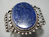Vivid Moonlight Lapis Vintage Native American Navajo Sterling Silver Swirl Bracelet Old-Nativo Arts