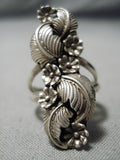 Amazing Vintage Native American Navajo Hand Carved Leaf Sterling Silver Nartive American Ring-Nativo Arts